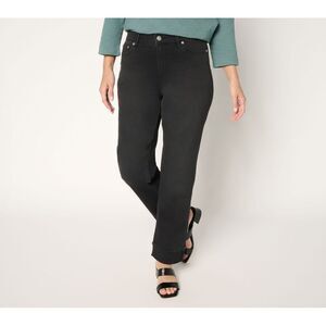 Fashion Women's Petite Pants 12P Turn-Up Cuff Ankle Jeans Black A701203